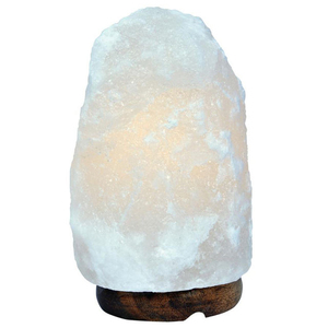 Premium Himalayan white salt lamp with polished natural <b>crystal</b> and wooden base offers elegant décor and warm ambient lighting - Product Image 2