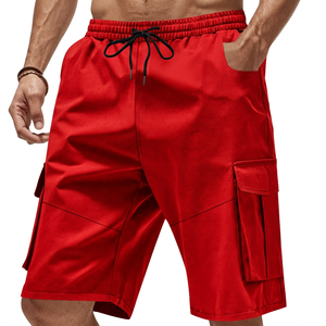 Shorts pour hommes, couleur unie, taille mi-haute, cordon de serrage, élastique, séchage rapide, décontractés, style Bermuda, avec plusieurs poches - Product Image 6
