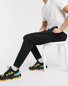 Men's Black Sweatpants Elastic Waist Side Pockets Casual Midweight Polyester Autumn Wear - Product Image 2