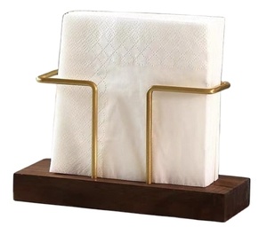 Wooden Base Napkin <b>Holder</b> with Gold Plated Finish Paper Dispenser Stand for <b>Kitchen</b> Countertop Napkin <b>Holder</b> - Product Image 1