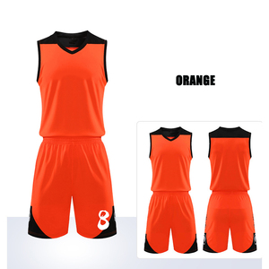 Tenues de basket-ball rouges personnalisées sans manches, col en V, séchage rapide, ensemble short et maillot en polyester, unisexe adulte, toutes saisons - Product Image 6