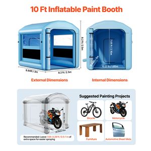 Cabina di Verniciatura Gonfiabile 9.84 X 8.2 X 8.2 ft con Potente Soffiatore da 550W, Sistema di Filtraggio dell'Aria Certificato ISO, Tetto per Verniciatura a Spruzzo - Product Image 1