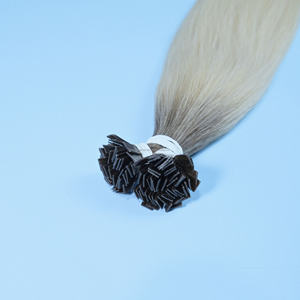 Extensiones de cabello virgen real 100% al por mayor de fábrica, punta plana, palo recto, Color preadherido Rubio, 100g/pieza - Product Image 4