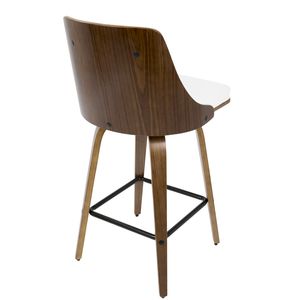 Gianna 26\" Mid Century Modern Counter <b>Stool</b> Walnut with White Faux <b>Leather</b> Set of 2 - Product Image 5