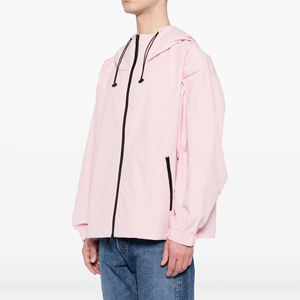 Men's Light <b>Pink</b> Thick Canvas Hooded Quilted <b>Jacket</b> with Zipper Closure <b>Waterproof</b> Casual Winter Outerwear - Product Image 2