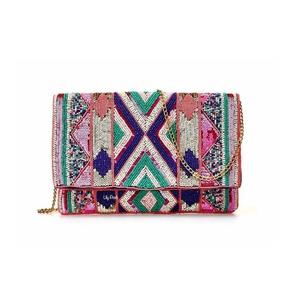 Bolso de mano tipo sobre con bordado bohemio y cuentas, ideal para bodas y fiestas, lujoso bolso de hombro, elegante bolso de noche para mujer. - Product Image 1
