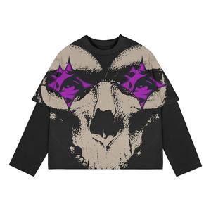 T-shirt à manches longues surdimensionné personnalisé, style streetwear, tricoté, 100% coton, double couche, effet usé - Product Image 6