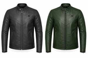 Veste de moto en cuir moderne pour café-récréation |   Vert Forêt Charbon Noir |   Fabricant OEM ODM |   Qualité de conception haut de gamme | Vêtements de course - Product Image 5