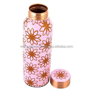 Botella de agua de cobre martillado Premium indio hecho a mano ecológico reutilizable mejor precio para oficina en casa - Product Image 3