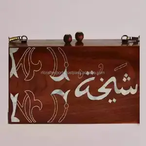 حقيبة الزفاف المزينة بالزهور من الخشب المرصع بعِرق اللؤلؤ، حقيبة السهرة المزينة بالزهور حقائب تحمل الاسم العربي