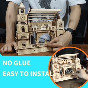 Kit Modello 3D in Legno Fatto a Mano di Stazione Ferroviaria per Appassionati di Fai-da-Te, Regalo di Natale Unico - Product Image 6