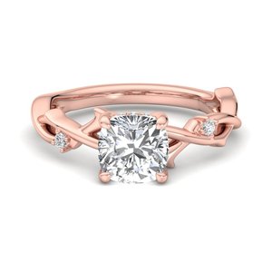 925 Silver <b>Twisted</b> Vine Pattern Cushion <b>Shape</b> Moissanite Diamonds Elegant Bridal Gift Ring - Product Image 5
