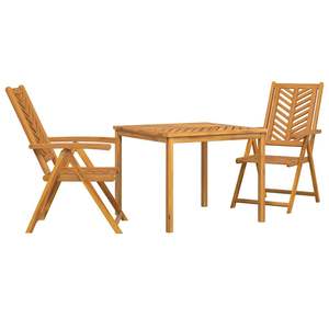 Juego de comedor de jardín de madera maciza de acacia marrón de 3 piezas - Product Image 2