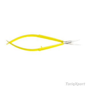 Tijeras Rectas Profesionales de Acero Inoxidable con Mango Recubierto en Amarillo para Extensión de Pestañas y Recorte de Cejas - Product Image 2
