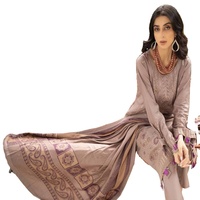 Vestido Salwar Kameez de Tres Piezas, Jacquard, Viscosa, Estilo Pakistaní e Indio, para Fiesta o Uso Casual, con Bordado Intenso, Diseño Étnico Moderno