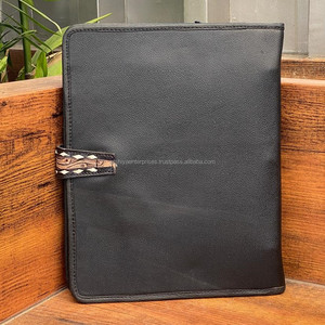 Multifunction <b>Folder</b> for Business Men & Women Zippered Hand Tooled Quilted Leather Portfolio with 3 Rings <b>Folder</b> Binder Padfolio - Product Image 6