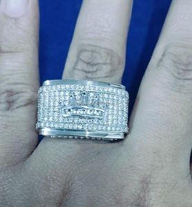 Bague de fiançailles pour homme, anneaux en grappe, alliance, en argent sterling 925 plaqué rhodium, style hip-hop, sertie de pierres, cadeau pour occasions festives - Product Image 3