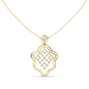 10K Yellow Gold Solid Gold Flower Pendant <b>Necklace</b> Trendy Engagement Diamond Gift Luminous Lattice Design - Product Image 2