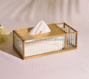 Elegante caja de pañuelos de latón, diseño moderno, tamaño personalizable, estilo artesanal para el hogar, oficina, decoración para sala de estar - Product Image 4