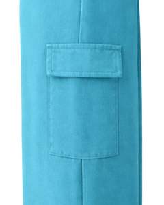 Pantalon cargo ample en molleton bleu turquoise pour femme, taille élastique, coupe décontractée, streetwear confortable pour l'hiver - Product Image 5