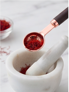 Cuillères doseuses en acier inoxydable poli or rose avec manches en bois, équipement métallique pour ustensiles de cuisine et usage domestique - Product Image 4