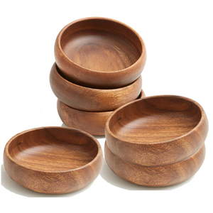 Ensemble de bols à pâte en bois d'acacia rustique de style américain, écologiques et personnalisables, pour servir des snacks, des fruits, du riz, de la soupe et des noix - Product Image 5
