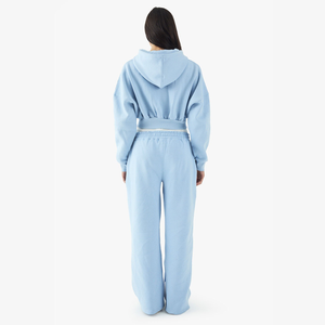 High Quality Winter Knitted 100% Cotton Women's <b>Zipper</b> Hoodies Custom Crop <b>Top</b> Gym Wear Casual - Product Image 2