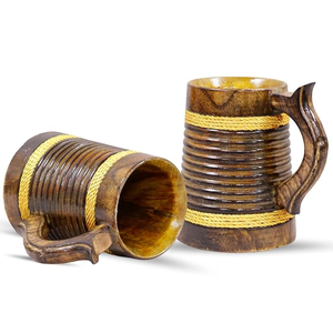 FAIZA CRAFT Custom Wooden Beer Mug Stainless Steel Handgrip Natural Wooden Design <b>Thermal</b> Insulation Boiling <b>Water</b> Applicable - Product Image 6