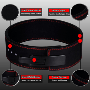 Neoprene Waist Support <b>Belt</b> With Adjustable Buckle Closure For Strength Training Unisex <b>Black</b> Red Options Fitness Safety - Product Image 2