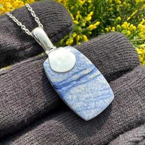 Handmade Dumortierite Gemstone Pendant 925 Sterling Silver Necklace Natural Crystal Jewelry Gift For Women - Product Image 2