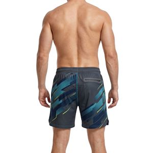 Shorts de sport pour hommes avec motif de brossage graphique, design géométrique, respirants, séchage rapide, pour l'entraînement physique - Product Image 2