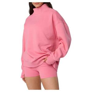 เสื้อคอเต่าโอเวอร์ไซส์ลำลองสำหรับผู้หญิง ผ้าฝ้าย 100% ใส่สบาย ระบายอากาศได้ดี เป็นมิตรกับสิ่งแวดล้อม  รับสกรีนโลโก้ด้านหน้า - Product Image 1