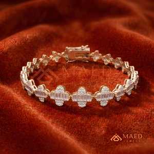 Rose Gold Moissanite Fine Chain Link Bracelet Fashion Jewelry Daily Wear Gift Style For <b>Men</b> Women Los Angeles Trend - Product Image 4