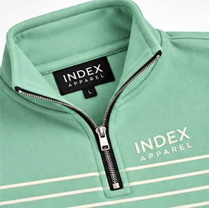 Sudadera deportiva para hombre Index Apparel con cuello alto y cremallera de un cuarto, a rayas, color verde azulado - Product Image 6
