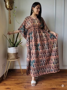 <b>Boho</b> Maxi <b>Dress</b> V-Neck Tie Dye Striped Short Sleeve Loose Fit Natural Waist Rayon Eco-Friendly Breathable <b>Summer</b> Casual - Product Image 5