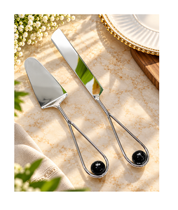 Stainless Steel <b>Butter</b> <b>Knife</b> And Cake Server Cutlery Set With Aluminium Handles Greatest Quality Cutlery Set In Bulk - Product Image 3
