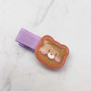 Ensemble de pinces à cheveux pour filles, en aluminium et ruban, couleur violet doux, avec fleurs 3D, gâteaux, ours et bonbons, confortables et sécurisées - Product Image 2