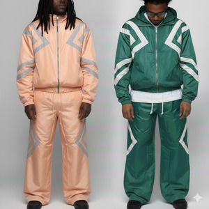 Chándal con Capucha para Hombre, Estampado Geométrico, Poliéster, Corte Holgado Deportivo, con Bolsillos Laterales, Cierre de Cremallera, para Primavera - Product Image 1