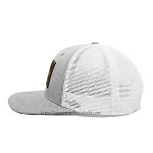 Custom Retro Leather Patch Logo 6 Panel Trucker Cap Outdoor Mesh <b>Hat</b> Pre Curved Bill Baseball Cap Men Gorras Wholesale - Product Image 3