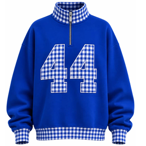 Custom Women Quarter Zip <b>Sweatshirt</b> Plaid Collar <b>Vintage</b> Number 44 Graphic Pullover Warm Fleece <b>Oversized</b> <b>Sweatshirts</b> - Product Image 5