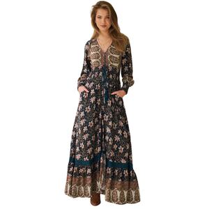 Vestido largo con cuello en V para mujer, ropa informal de moda - Product Image 2