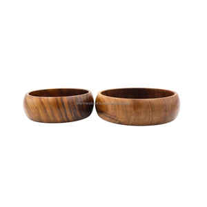Ensemble de bols de service en bois naturel fabriqués à la main de haute qualité bols en noyer à salade sculptés hautement personnalisés pour la maison pour Carton indien - Product Image 6