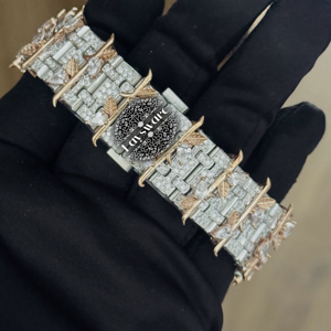 Rose Gold Thorn Moissanite Antique Luxury Mechanical <b>Watch</b> for Men Women Iced <b>Arabic</b> Dial Stainless Steel Elegant Timepiece - Product Image 5