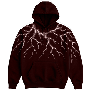 Sudadera con Capucha para Hombre, Color Marrón Oscuro, con Estampado de Rayos, Corte Regular, Estilo Casual para Otoño, Diseño con Bolsillo Frontal - Product Image 4