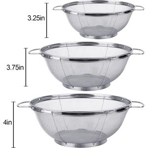 Set di 3 Colini in Acciaio Inox 18/8 (5-Quart, 4-Quart, 3-Quart) con Rete per Scolatura Efficiente - Product Image 5