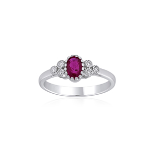 Ivaan Jewels Women's 925 Sterling Silver Ruby <b>CZ</b> Floral Cluster Setting Oval 6x4mm Red Ruby Gemstone Trendy Engagement <b>Ring</b> - Product Image 1