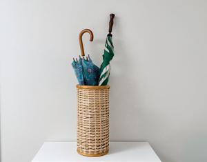 Vtg <b>Tall</b> Bamboo <b>Storage</b> Basket Decorative Rattan Wood Umbrella Holder Stand Natural Woven Home <b>Storage</b> Wholesale Supplier - Product Image 4