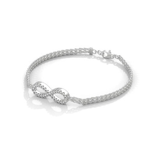 <b>White</b> Gold Rhodium Plated Infinity Round Zircon Charm <b>Bracelets</b> for Women Anniversary Gift - Product Image 4