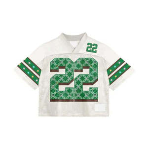 Camiseta de Fútbol de Malla Tejida Oversize con Cuello en V y Corte Cuadrado, Unisex, Fabricante de Ropa Personalizada, Estilo Retro Americano, 100% Poliéster - Product Image 1