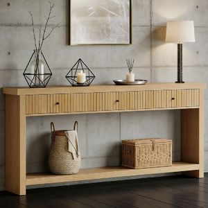 Long Modern Luxury <b>Console</b> <b>Table</b> Solid Wood with Mirrored Stainless Steel Top <b>for</b> Living Room <b>Entry</b> Farmhouse Hotel Decoration - Product Image 6
